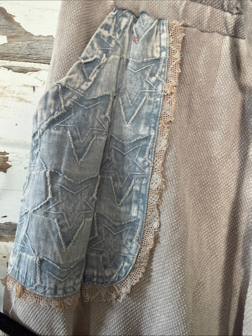 Easel Boho Wide Leg Pants and shirt in Faded Taupe with Patch Pocket new - Picture 11 of 15
